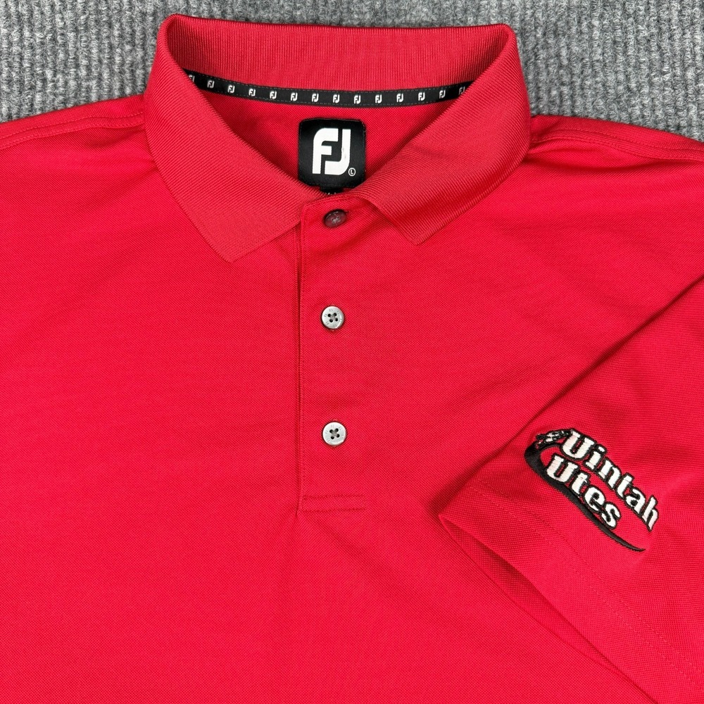 FootJoy FJ Men's Golf Polo Shirt Large Red Performance Golf Club Utes Logo